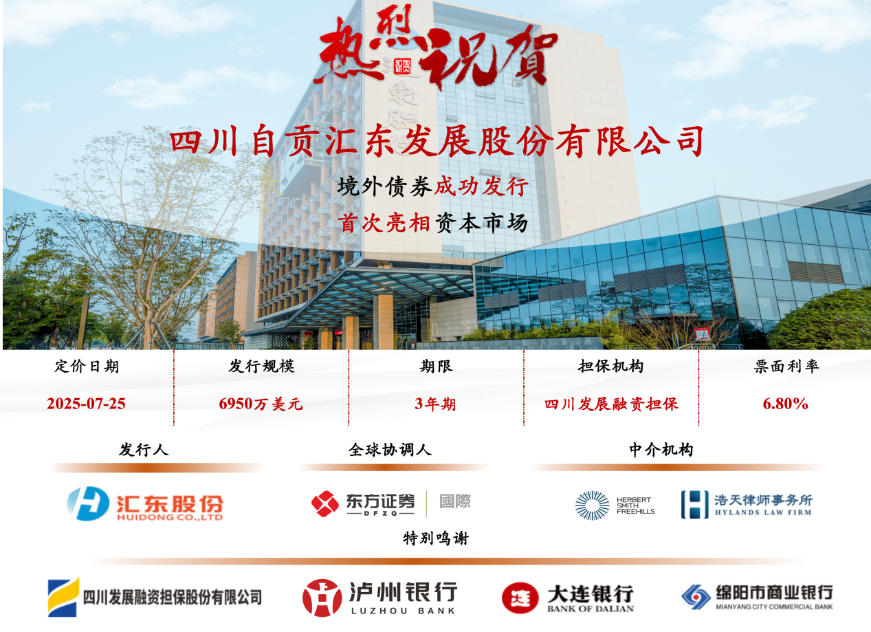 喜报！汇东股份公司境外债券发行成功，首次亮相资本市场